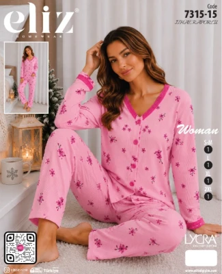 ELİZ 7315-15 İTHAL RAPORLU DANTELLİ PİJAMA TAKIMI