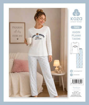 KOZA SOFT 70652 KADIN PİJAMA TAKIMI BEYAZ – M-XL