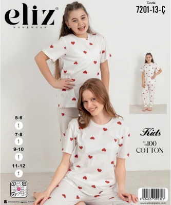 ELİZ 7201-13-Ç CHILDREN'S Cuffed Pajama Set