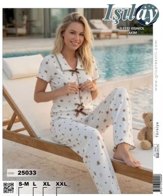 IŞILAY 25033 SLEEPY FİYONKLU GÖMLEK YAKA KISA KOL