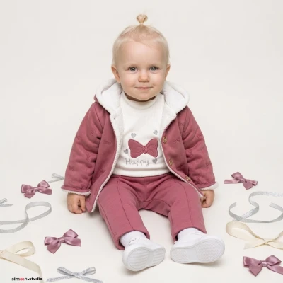 ELCİBABY 8491 KIZ 3\'LÜ TK CEKETLİ  6-24 AY