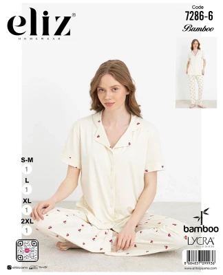 ELİZ 7286-6 BUTTONED PAJAMA SET WHITE