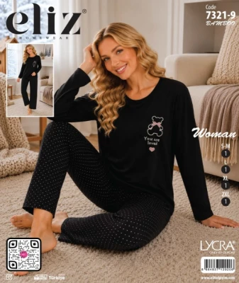 ELİZ 7321-9 MİLAN BASIC BAMBU PİJAMA TAKIMI