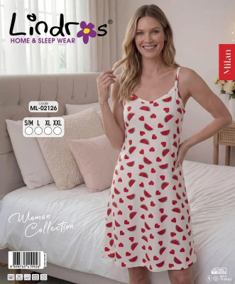 LİNDROS 02126 ELBİSE BEYAZ KARPUZ 