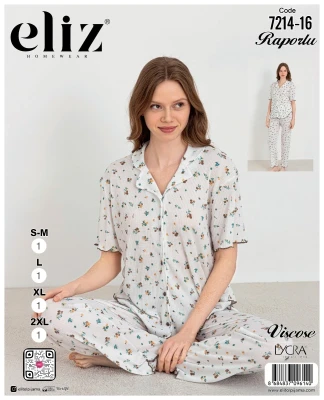 ELİZ 7214-16 DÜĞMELİ PİJAMA TAKIMI BEYAZ