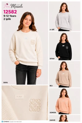 PERİ MASALI 12582 KIZ ÇOCUK İKİ İP KABARTMA BASKILI SWEAT 13-16 YAŞ