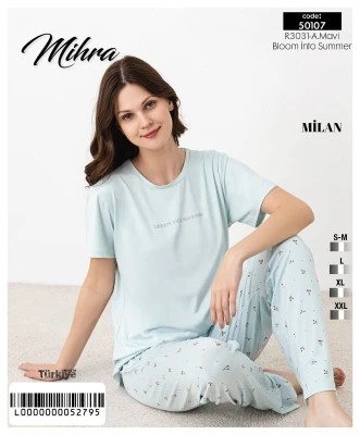 MİHRA 50107 R3031 MİLAN KISA KOL ALT UZUN PİJAMA