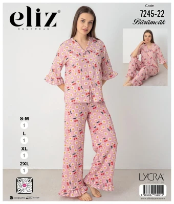 ELİZ 7245-22 BÜRÜMCÜK SABAHLIK PİJAMA TAKIMI PEMBE