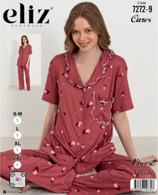 ELİZ 7272-9 KADIN DÜĞMELİ PİJAMA TAKIMI