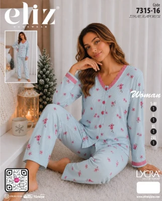 ELİZ 7315-16 İTHAL RAPORLU DANTELLİ PİJAMA TAKIMI