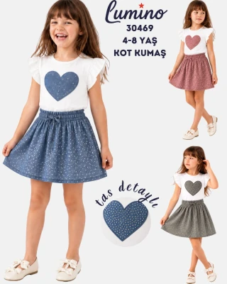LUMİNO 30469 KALP NAK. ŞORT ETEK 2Lİ TK BORDO 4-8 