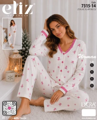 ELİZ 7315-14 İTHAL RAPORLU DANTELLİ PİJAMA TAKIMI