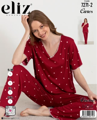 ELİZ 7271-2 WOMEN'S V-NECK PAJAMA SET