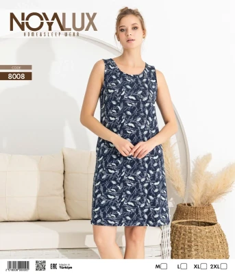 NOYA 8008 GENİŞ ASKILI KADIN GECELİK LACİVERT