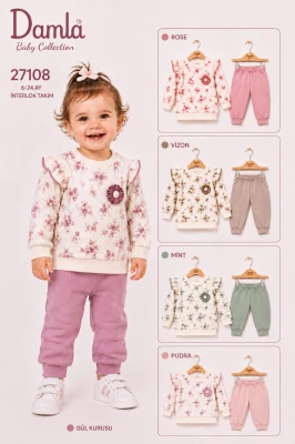 DAMLA 27108 ÇİÇEKLİ KIZ BEBEK TAKIM 6-24 AY