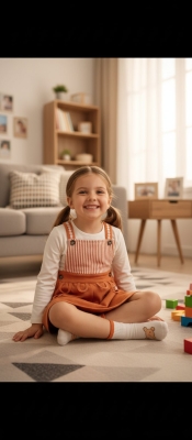 ECOL 1529 PAPATYA ŞORTLU SALOPET KİREMİT 2-5 YAŞ