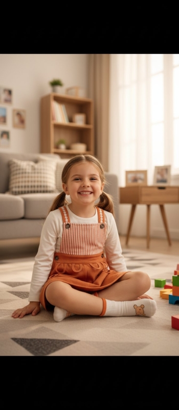 ECOL 1529 PAPATYA ŞORTLU SALOPET KİREMİT 2-5 YAŞ